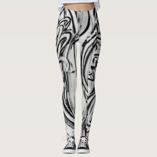 Leggings voor zwarte en witte graffiti (Voorkant)