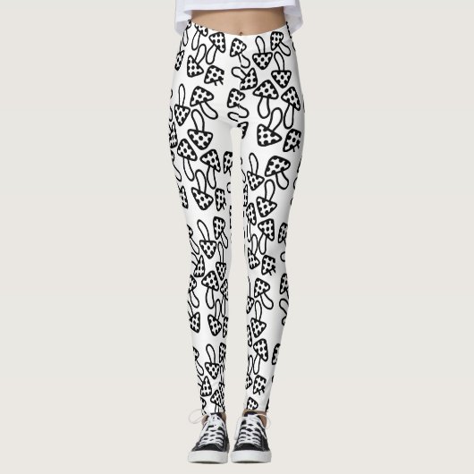 Leggings voor zwarte en witte paddenstoelen (Voorkant)