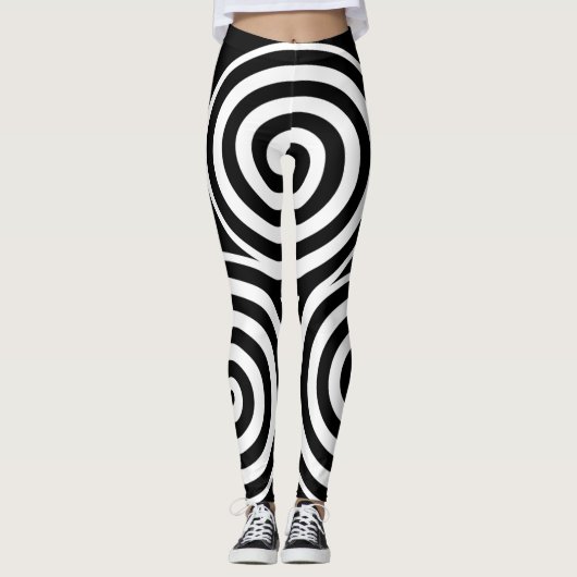 Leggings voor zwarte en witte spiraalvormige aange (Voorkant)