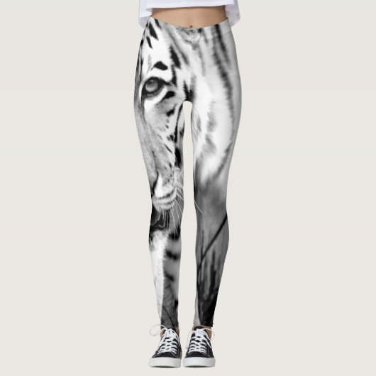 Leggings voor zwarte en witte tijger (Voorkant)