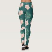Leggings vrouw met bladeren goud en roze (Achterkant)