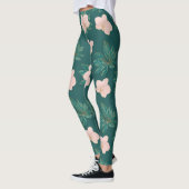 Leggings vrouw met bladeren goud en roze (Links)