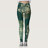 Leggings vrouw met gouden magnolia (Voorkant)