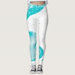 leggings waterverf draaipatroon<br><div class="desc">Turquoise waterverf swirl leggings</div>