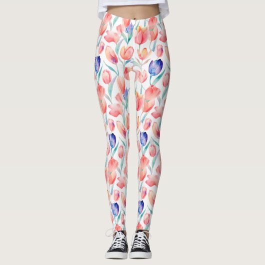 Leggings waterverf Tulps Patroon (Voorkant)