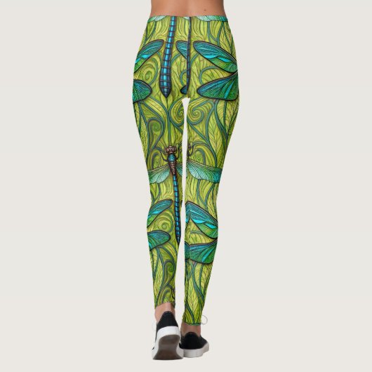 Leggings with a vibrant dragonfly pattern (Achterkant)