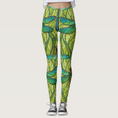 Leggings with a vibrant dragonfly pattern (Voorkant)