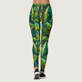 Leggings with vibrant green leaves and colorful  (Achterkant)