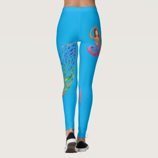 Leggings with Yoga Meditation Woman rainbow Design (Achterkant)
