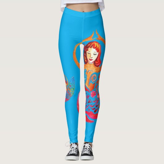 Leggings with Yoga Meditation Woman rainbow Design (Voorkant)