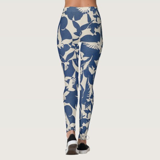 Leggings witte en blauwe duiven (Achterkant)