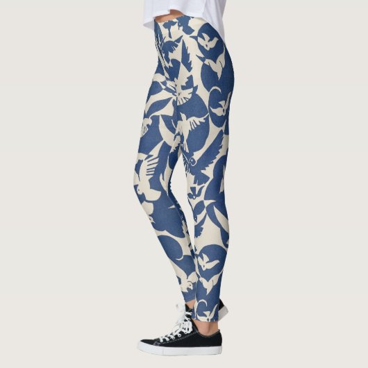 Leggings witte en blauwe duiven (Links)