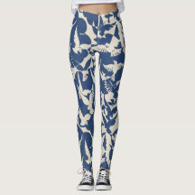 Leggings witte en blauwe duiven