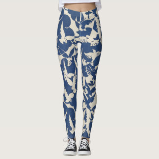 Leggings witte en blauwe duiven