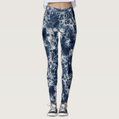 Leggings Women - Blue and Silver Marble Pattern (Voorkant)