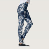 Leggings Women - Blue and Silver Marble Pattern (Rechts)