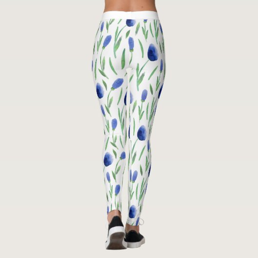 Leggings Women - Blue Flowers (Achterkant)