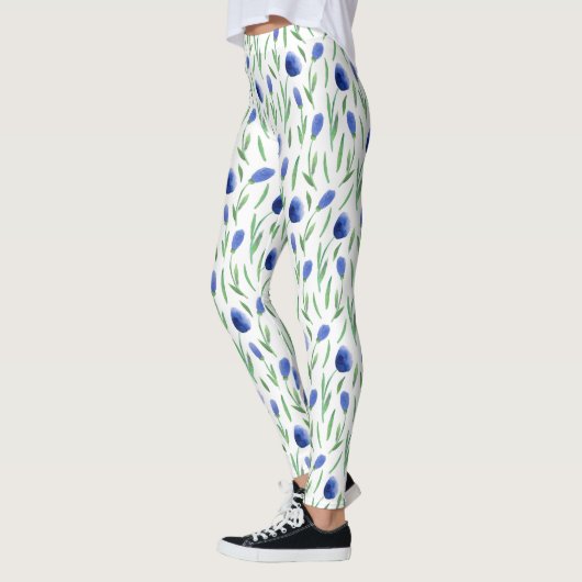 Leggings Women - Blue Flowers Pattern (Links)