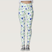 Leggings Women - Blue Flowers Pattern (Voorkant)