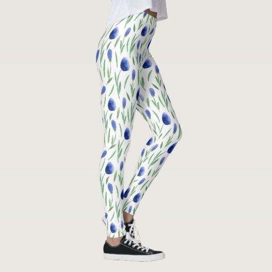 Leggings Women - Blue Flowers Pattern (Rechts)