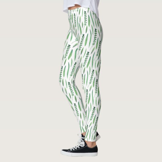 Leggings Women - Green Leaves Pattern (Links)