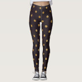 Leggings/zwart met Gold Polka Dots Leggings (Voorkant)