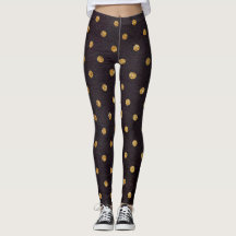 Leggings/zwart met Gold Polka Dots