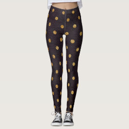 Leggings/zwart met Gold Polka Dots Leggings