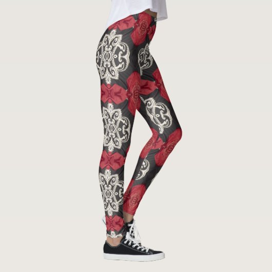Leggings zwart, wit, rood (Rechts)