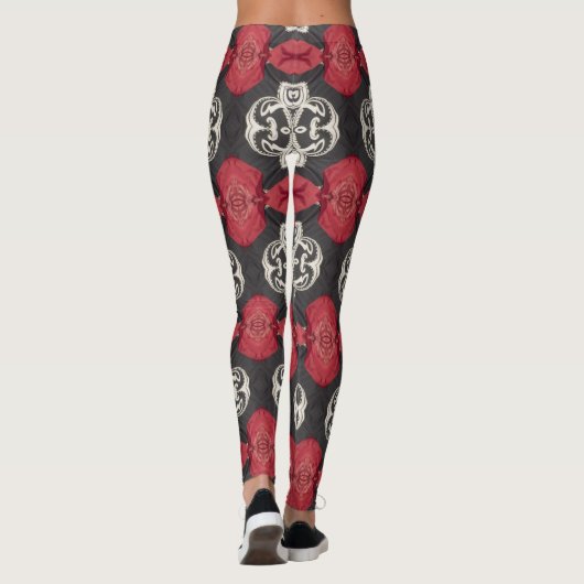 Leggings zwart, wit, rood (Achterkant)