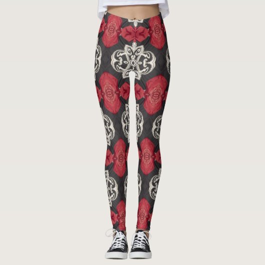 Leggings zwart, wit, rood (Voorkant)