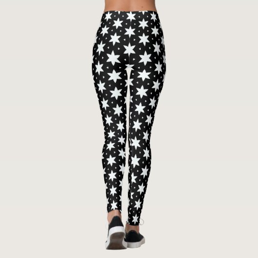 Leggings zwart-wit Star Pattern (Achterkant)