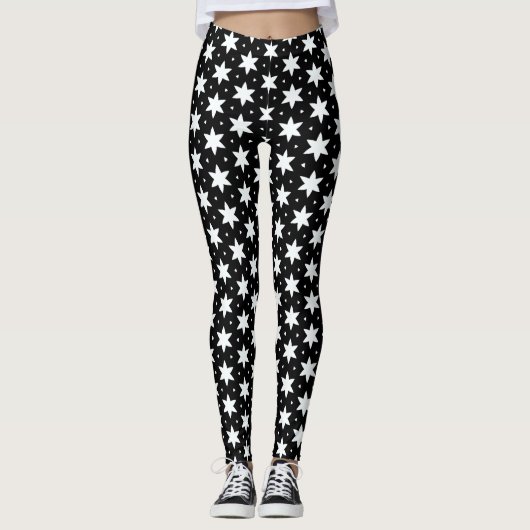 Leggings zwart-wit Star Pattern (Voorkant)