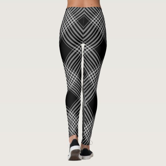 Leggings/zwarte en witte strepen leggings (Achterkant)