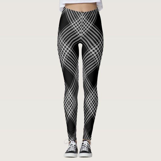 Leggings/zwarte en witte strepen leggings (Voorkant)
