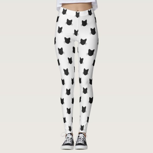 Leggings zwarte kattenpatroon (Voorkant)