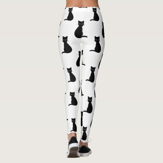 Leggings zwarte kattenpatroon (Achterkant)