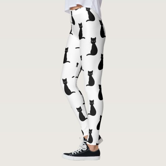 Leggings zwarte kattenpatroon (Links)