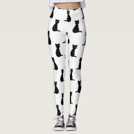 Leggings zwarte kattenpatroon