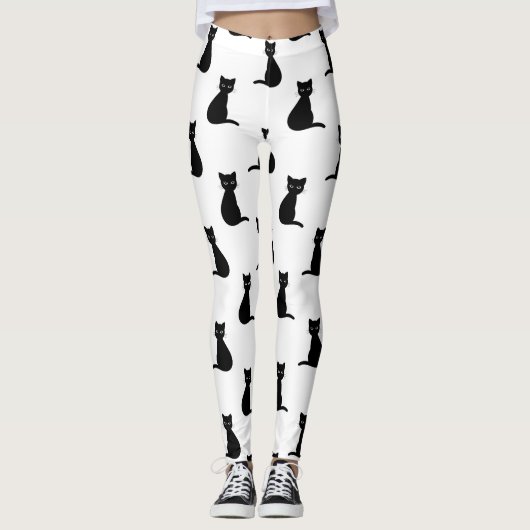 Leggings zwarte kattenpatroon (Voorkant)