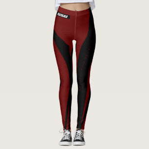 Leggings zwarte maroon Red voor vrouwen