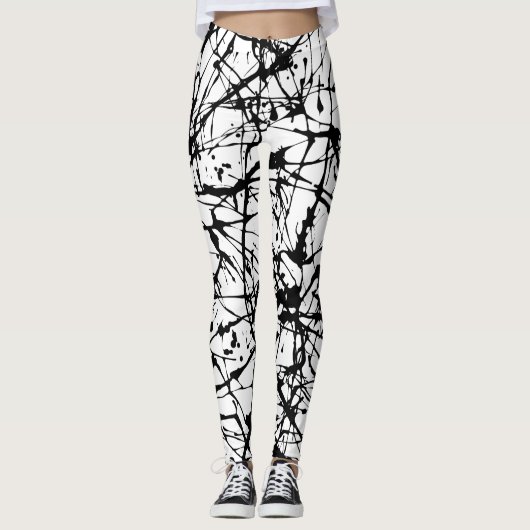 Leggings zwarte verfplaat (Voorkant)