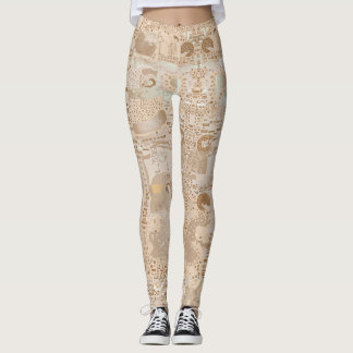 Leggins Beige Funky Artistiek Alternatief Patroon Leggings