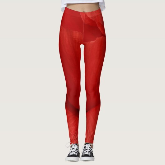 Leggins rode papaver leggings (Voorkant)