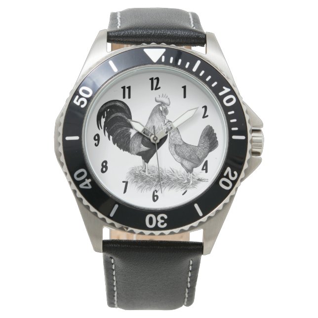 Leghorns Production Brown kippen Horloge (Voorkant)