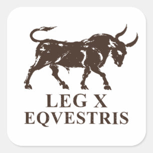 Legio X Equestris Stier in Oude Pigment Vierkante Sticker