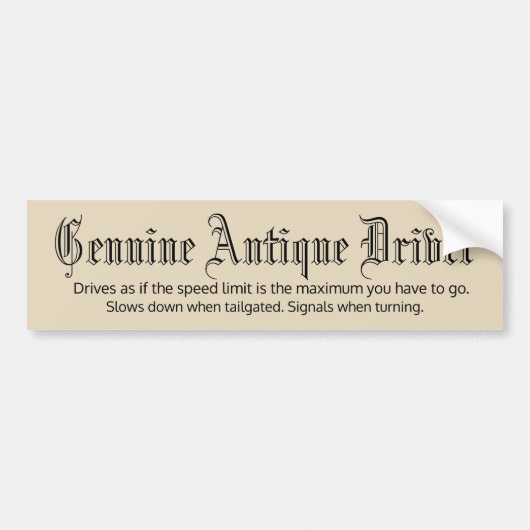 Legitieme Antiek driver Bumpersticker (Voorkant)
