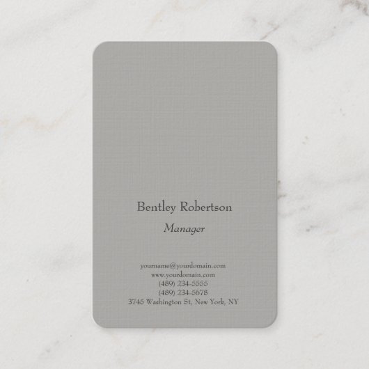 Legitieme trendy simpele minimalistische grijs visitekaartje (Voorkant)