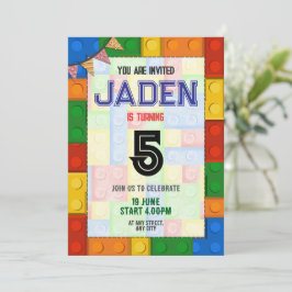 Lego Block Party Сkleurrijke verjaardagsuitnodigin Kaart