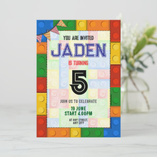 Lego Block Party Сkleurrijke verjaardagsuitnodigin Kaart